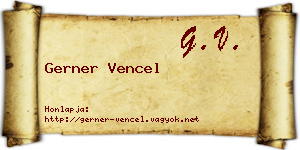 Gerner Vencel névjegykártya